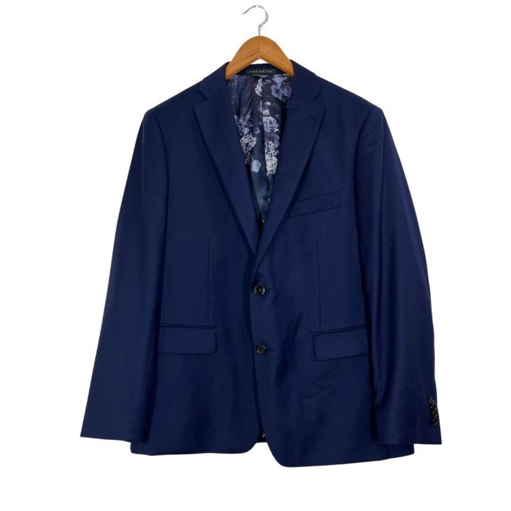 Indochino Men's Navy Wool Blazer Sport Coat‎ 2-Button Lined Floral Interior